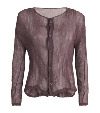 Issey Miyake Chiffon Twist Cardigan In Purple