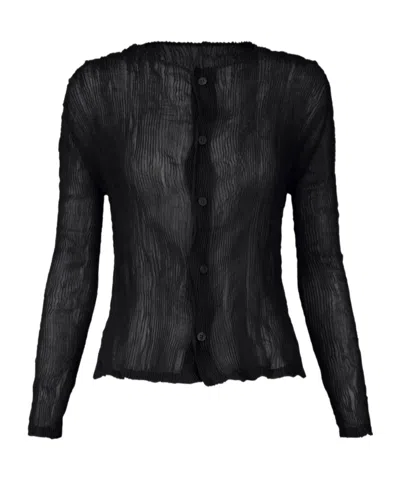 Issey Miyake Chiffon Cardigan In Black