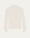 Issey Miyake Chiffon Twist Crinkled Turtleneck Top In White