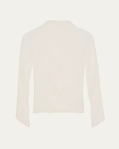 Issey Miyake Chiffon Twist Crinkled Turtleneck Top In Neutral