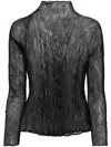Issey Miyake Black Chiffon Twist Pleated Top In Black