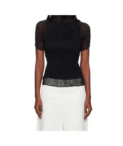 Issey Miyake Chiffon Twist Semi-transparent T-shirt In Black