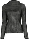 Issey Miyake Chiffon Twist Top In Black
