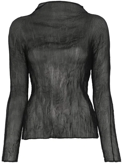 Issey Miyake Chiffon Twist Top In Black
