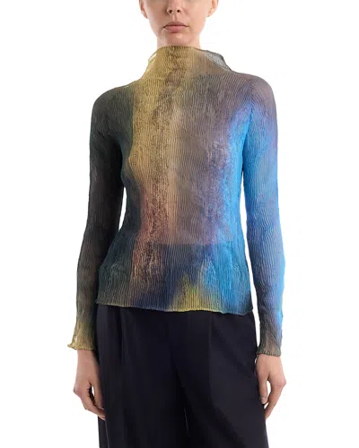 Issey Miyake Chiffon Twist View Point Top In Blue
