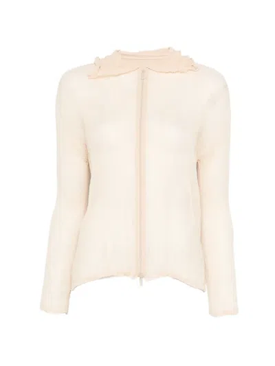 Issey Miyake Chiffon Twisted Top In Neutral