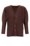 Issey Miyake Long Sleeve Ribbed Cardigan V-neck In Multi
