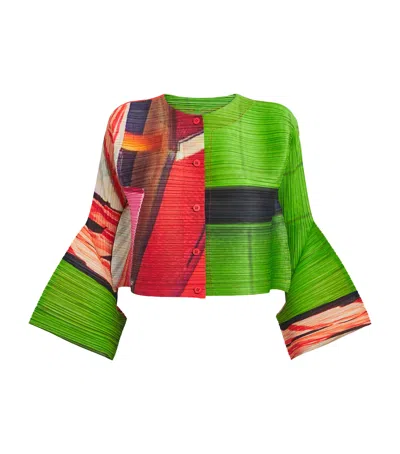 Issey Miyake City Collage Cardigan In Blue