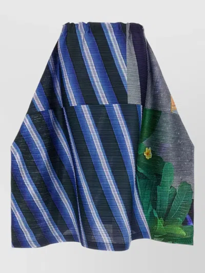 Issey Miyake City Collage Skirt Elastic Waistband Stripes In Multi