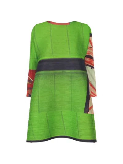 Issey Miyake City Collage Tunic In Green