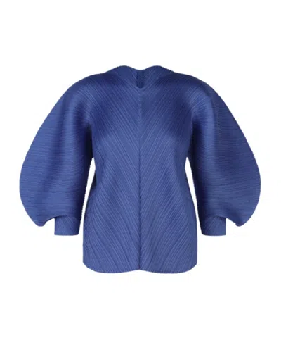 Issey Miyake Coast Pleated Top In Blue