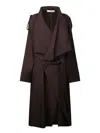 Issey Miyake Enclothe Oversized Washi Wool Trench Coat In Red