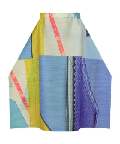 Issey Miyake Collage Pleated Midi Skirt In Multi