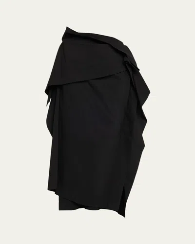 Issey Miyake Collapsing Sculpture Sheath Maxi Skirt In Black