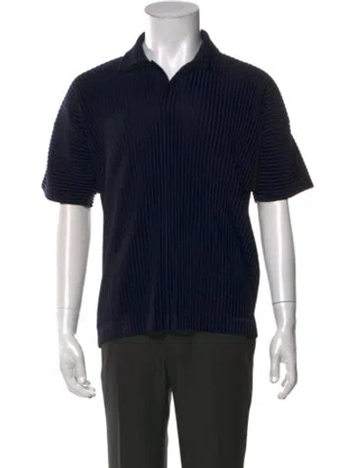 Pre-owned Issey Miyake Collar Short Sleeve Polo Shirt In Black