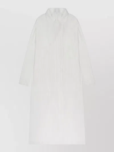 Issey Miyake Collared Coat Front Pockets Long Sleeves In White