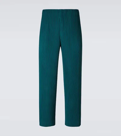 Issey Miyake Ns Pf Ocean Blue Straight-leg Pleats Knitted Trousers In Multi