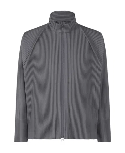 Issey Miyake Color Pleats Zip-up Jacket In Gray