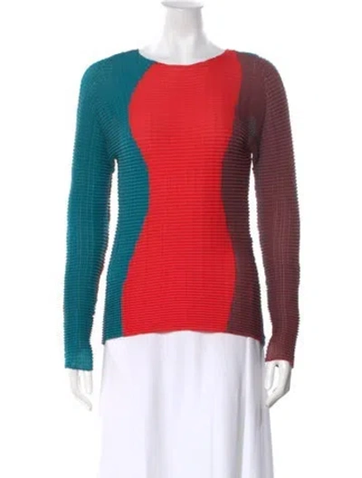 Pre-owned Issey Miyake Colorblock Pattern Crew Neck Top In Red