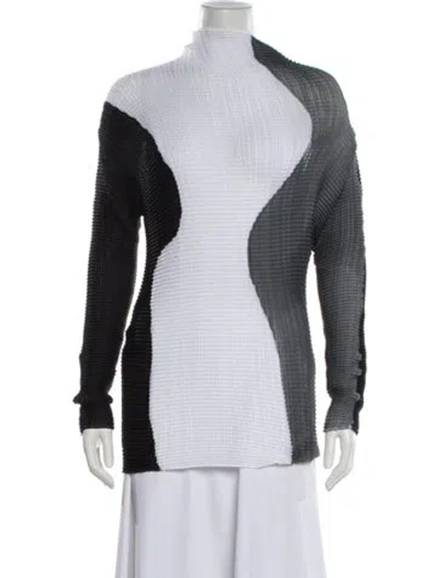 Pre-owned Issey Miyake Colorblock Pattern Mock Neck Top W/ Tags In Blue