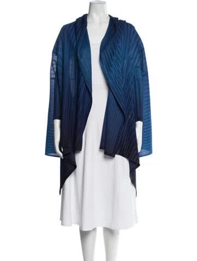 Pre-owned Issey Miyake Colorblock Pattern Shawl In Blue
