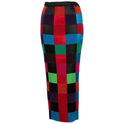 Pre-owned Issey Miyake Colorblock Woven Ribbon Skirt, 1990s In Black