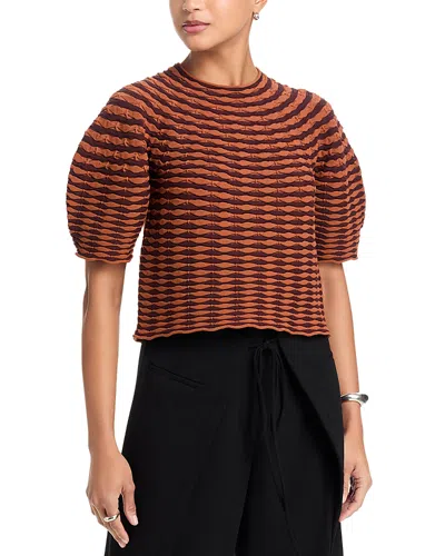 Issey Miyake Colorful Mushroom Knit Top In Brown