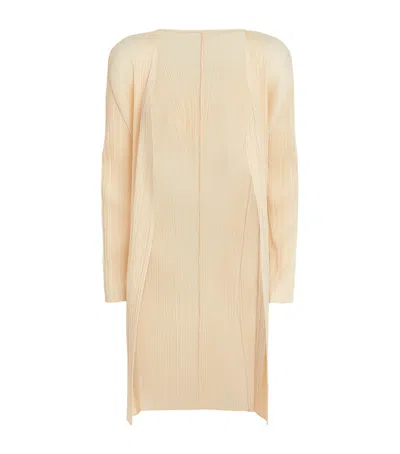Issey Miyake Colourful Basics Long Cardigan In Beige