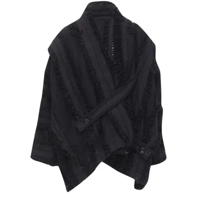 Issey Miyake Comme Des Garcons Waterfall Draped Chandelier Jewel Shirt In Black