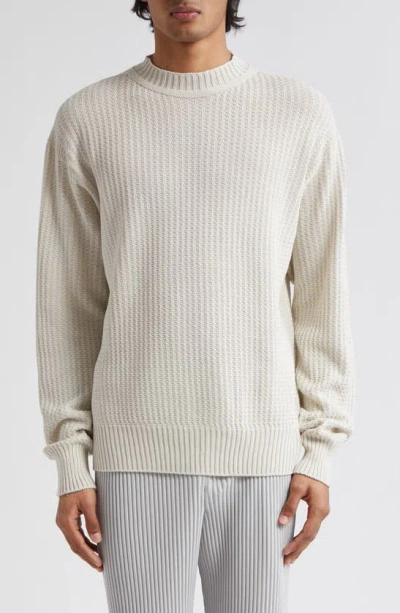 Issey Miyake Common Textured Knit Sweater In White