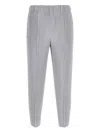 Issey Miyake Ankle Length Vertical Striped Trousers In Gray