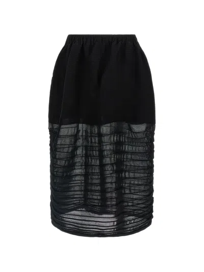 Issey Miyake Contrasting Midi Skirt In Black