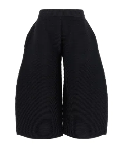 Issey Miyake Rib-knit Cropped Pants In Black