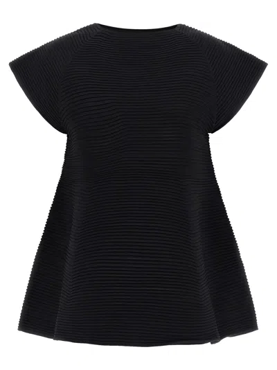 Issey Miyake Corrugated Knit Dress In Black