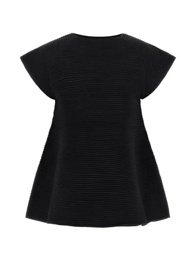 Issey Miyake Corrugated Knit Dress In Black