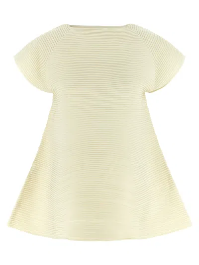 Issey Miyake Corrugated Knit Dresses Yellow In Neutral