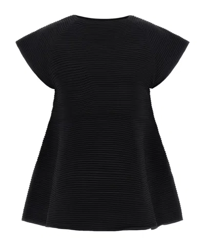 Issey Miyake Corrugated Knit Mini Dress In Black