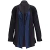 Issey Miyake Cotton Blend Pleated Shoulder D Cut Coat In Black