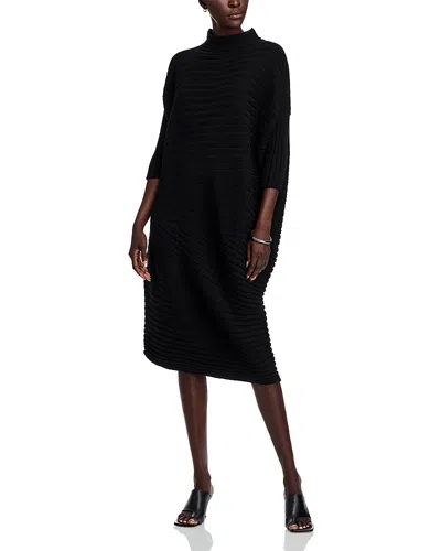Issey Miyake Cotton Cashmere Knit Dress In Black
