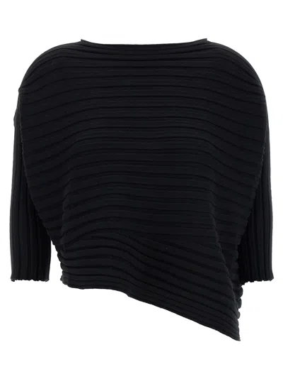 Issey Miyake Cotton Cashmere Knit Top In Black