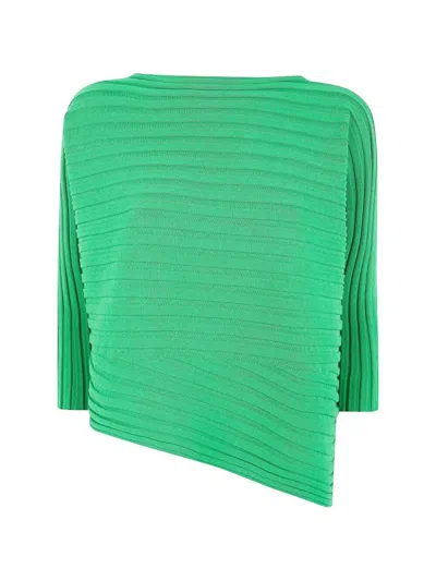 Issey Miyake Cotton Cashmere Knit Top In Green