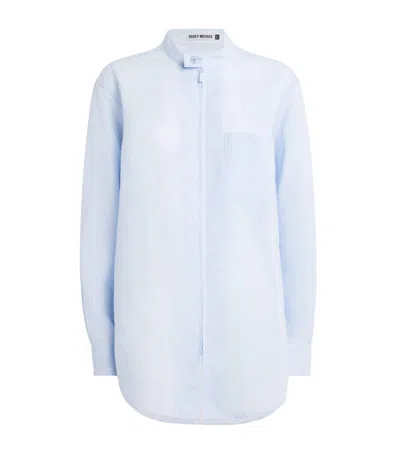 Issey Miyake Cotton-linen Paper-esque U Shirt In Blue