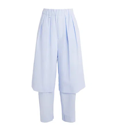 Issey Miyake Cotton-linen Paper-esque U Trousers In Blue