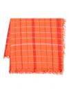 Issey Miyake Orange Plaid Stole Scarf