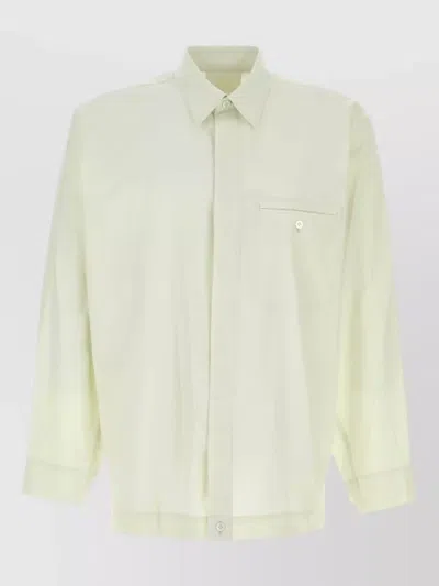 Issey Miyake Cotton Shirt Button Down Collar Pocket In White