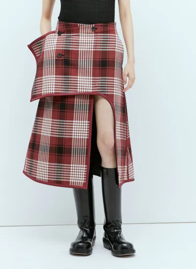 Issey Miyake Wool-cotton Reversible Midi Skirt In Red