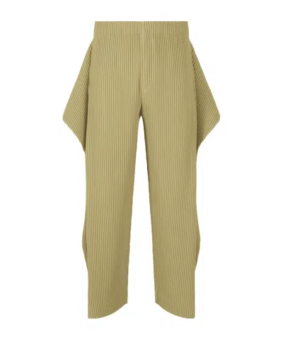 Issey Miyake Beige Cover And Fold Trousers In Green