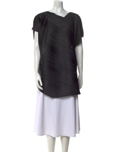 Pre-owned Issey Miyake Cowl Neck Short Sleeve Tunic In Black