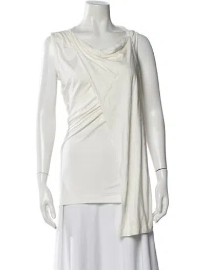 Pre-owned Issey Miyake Cowl Neck Sleeveless Top W/ Tags In White