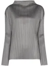 Issey Miyake Grey Basics Sleeveless Turtleneck In Grey